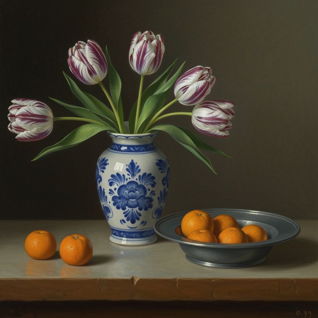 Dutch Golden Age Still Life with Tulips and Oranges