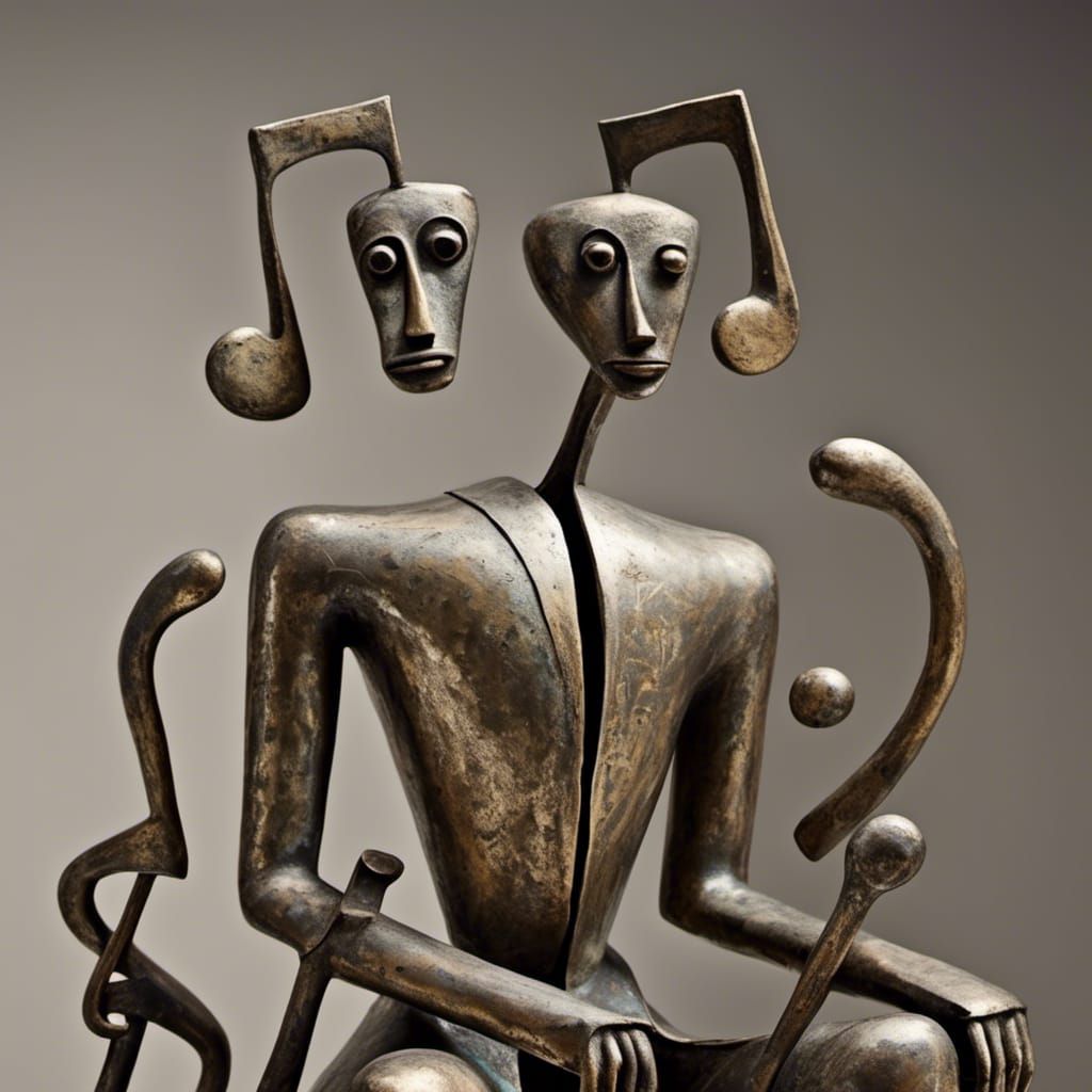 Anthropomorphic Musical Notes in Dadaist Style