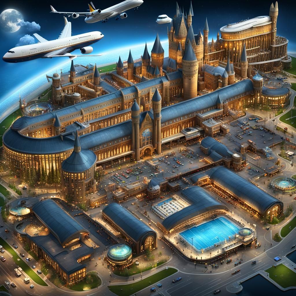 Hogwarts Ship and Airport Fusion: A Graphic Photo