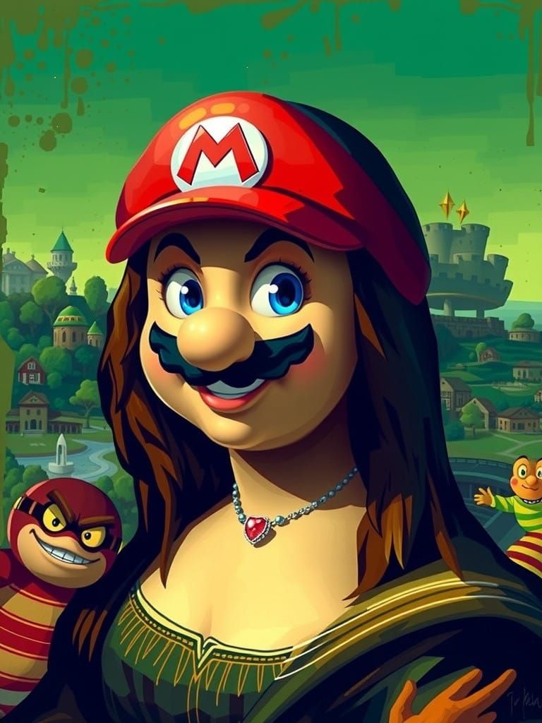 Mona Mario in Vibrant Pop Art Style