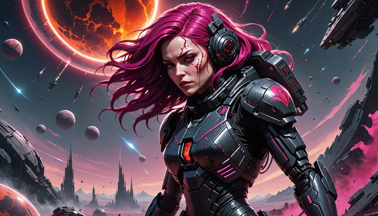 Female Villain with Alien Rose: Cinematic Game Art