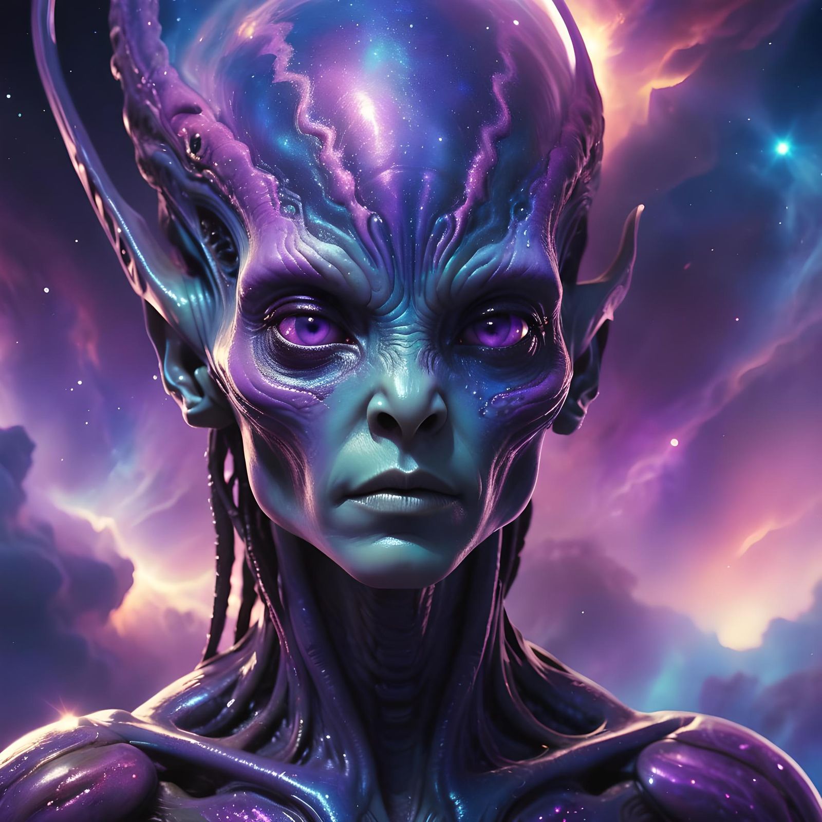 Colorful Sci-Fi Alien Portrait