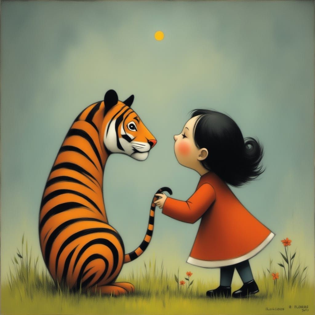 Tiger and Toddlers Play Together