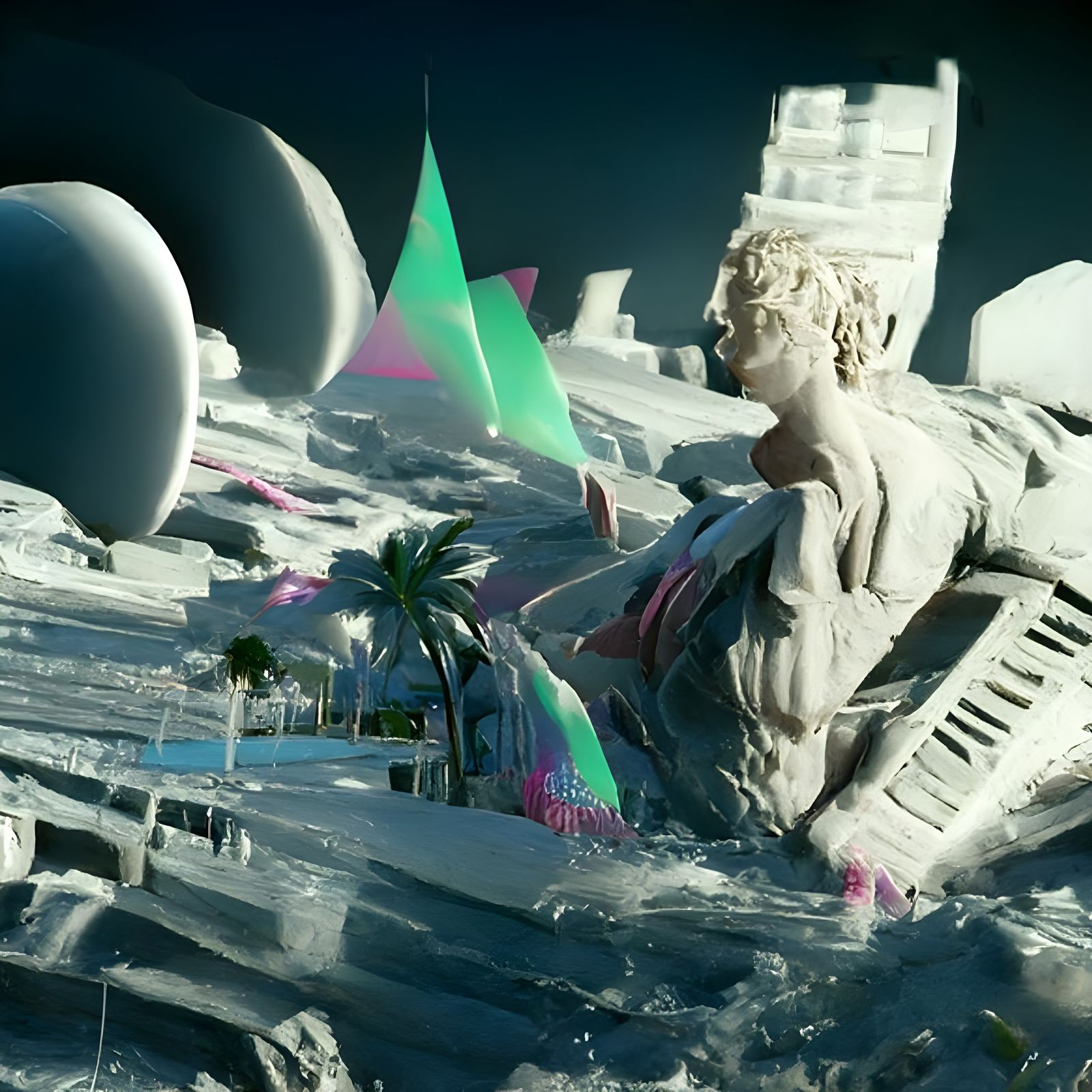 Vaporwave Scene in Scanline VFX Style
