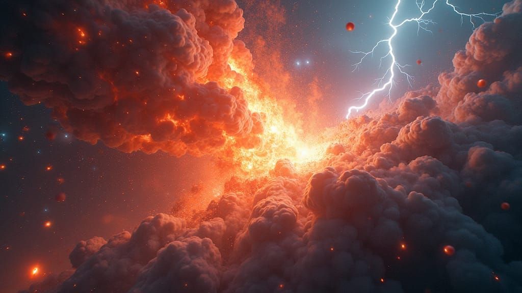 Vibrant Cosmic Explosion with Lightning