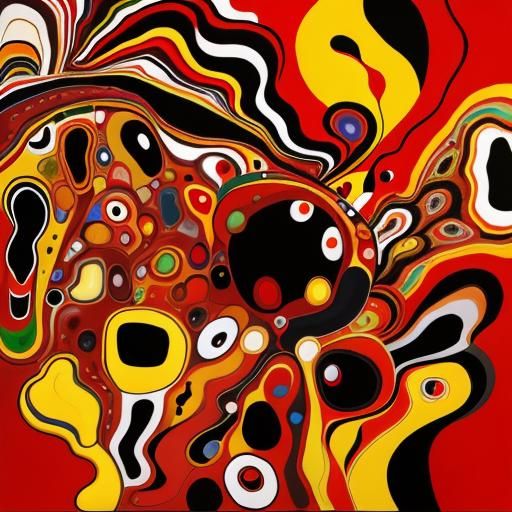 Energetic Abstract Faces in Aboriginal Oil Painting