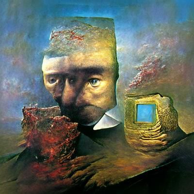 Distorted Self-Portrait in Dark Surrealist Style