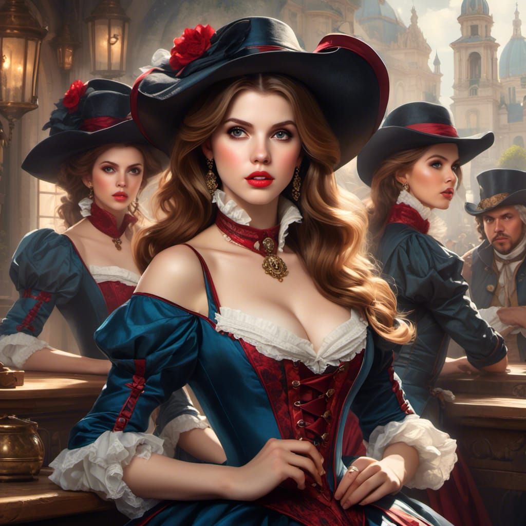 Female Musketeer Portrait in Madrid, Hyperdetailed Art