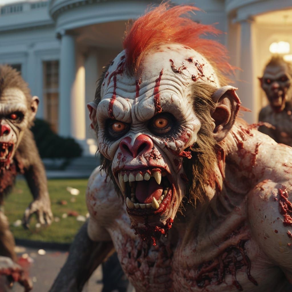Zombie Monkey Clown Riot at the White House