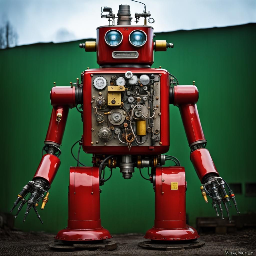 Steampunk USSR Robot with Human Eyes