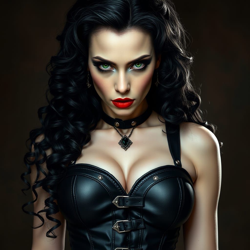 Ethereal Vampire Goddess in Dark Gothic Futurism