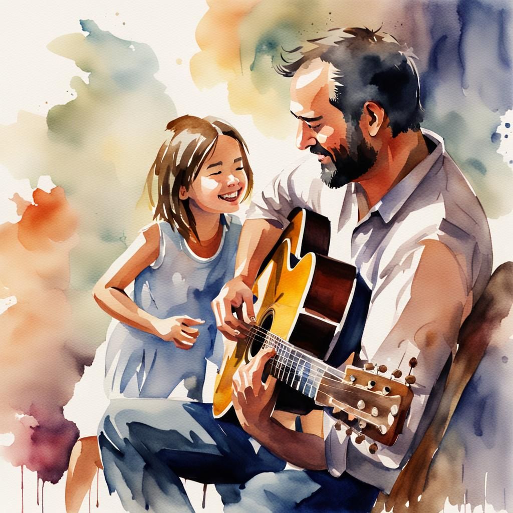 Father and Daughter: A Watercolor Moment