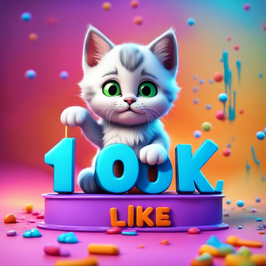 Graffiti Kitten As Colorful 3D Digital Art