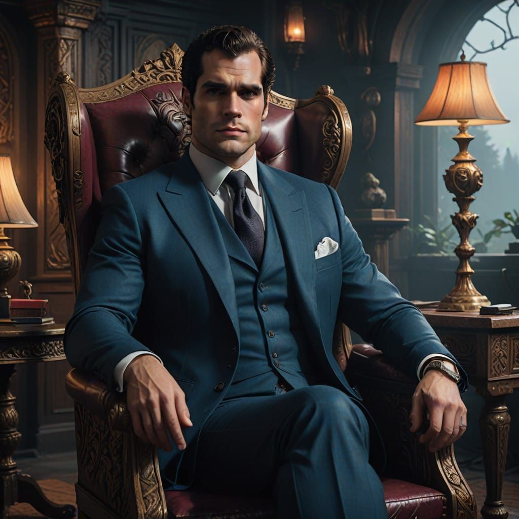 Henry Cavill in Grand, Ornate Chair