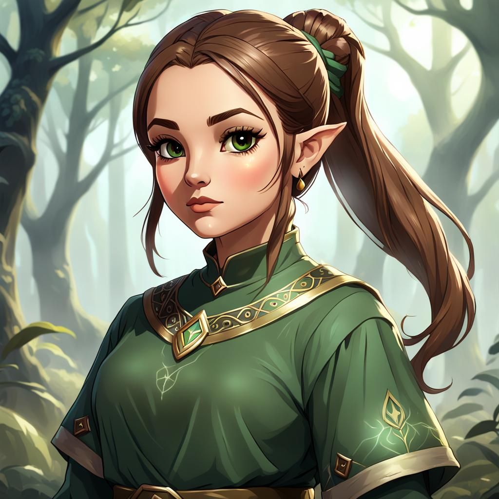 Medieval Druid Elf Child in Magic Gathering Style