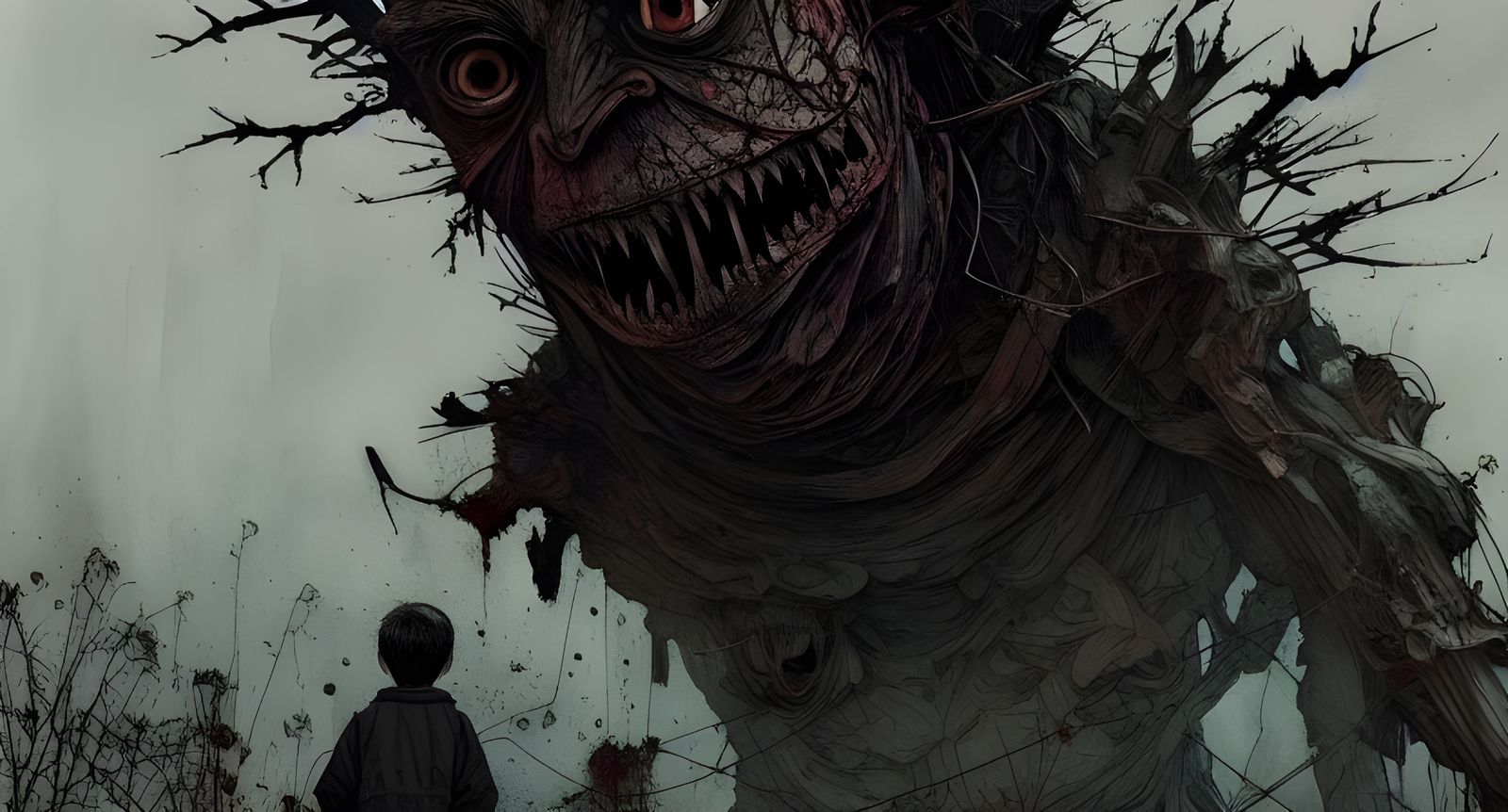 Sinister Monster Emerges: Detailed Digital Illustration