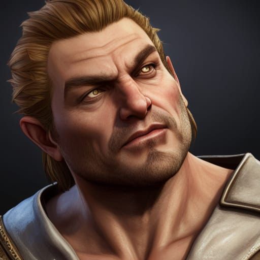 Hyperrealistic Portrait of Varric Tethras in 4K