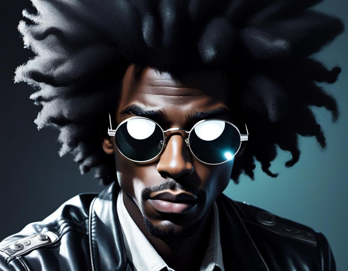 Black Man with Glasses in Retrofuturist Pop Art