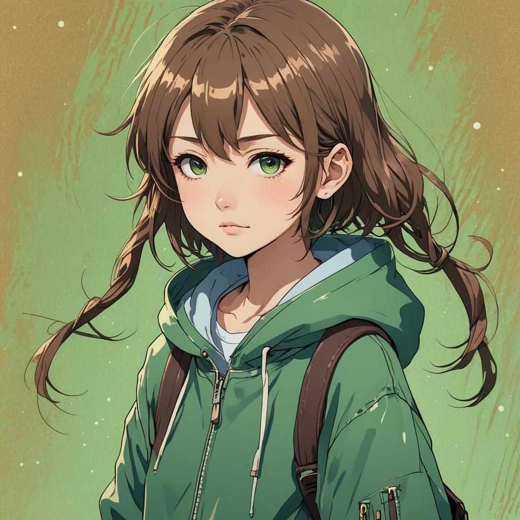 Teenage Girl in Manga Style with Vibrant Colors