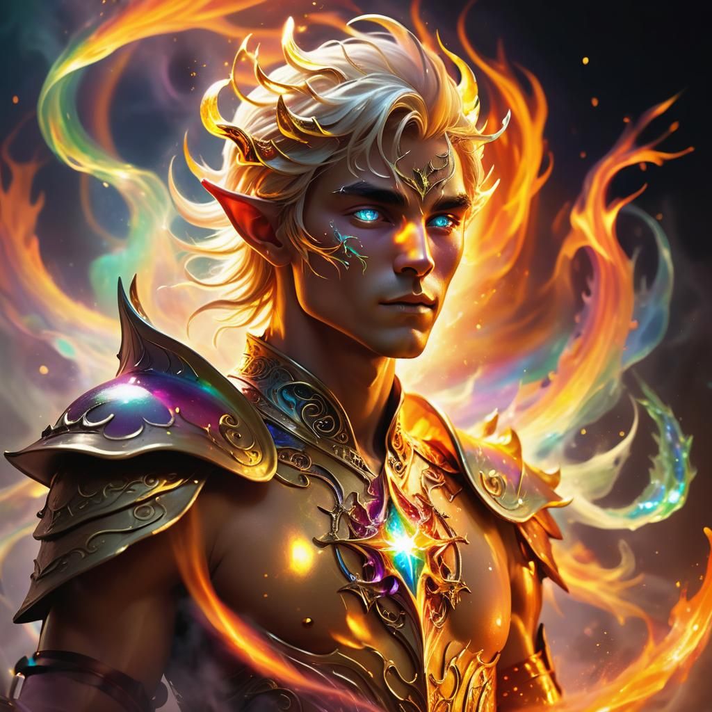 Elven Dragon Prince in Surreal Bioluminescent Art