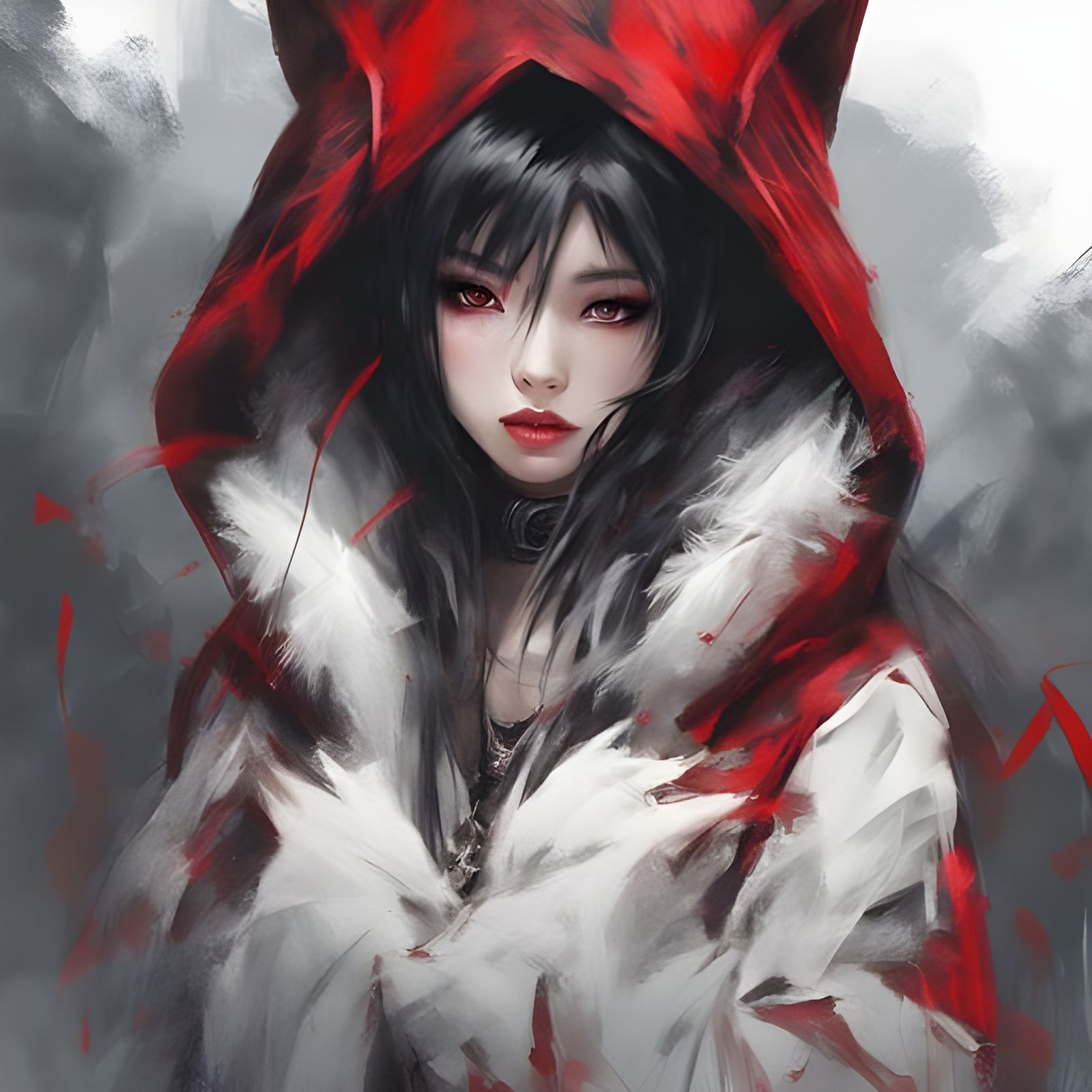 Gothic Asian Beauty Portrait in Modern Style