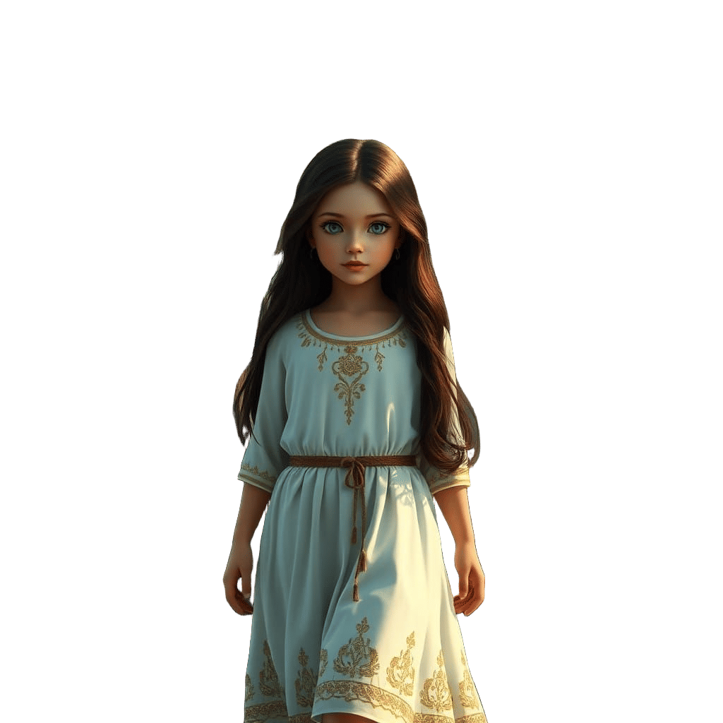 Dreamlike River Landscape with Girl in White Dress