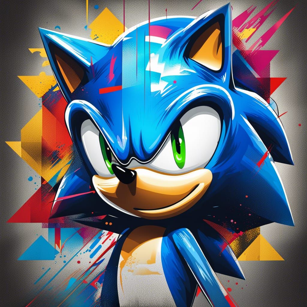 Sonic the Hedgehog in Pop Art Style