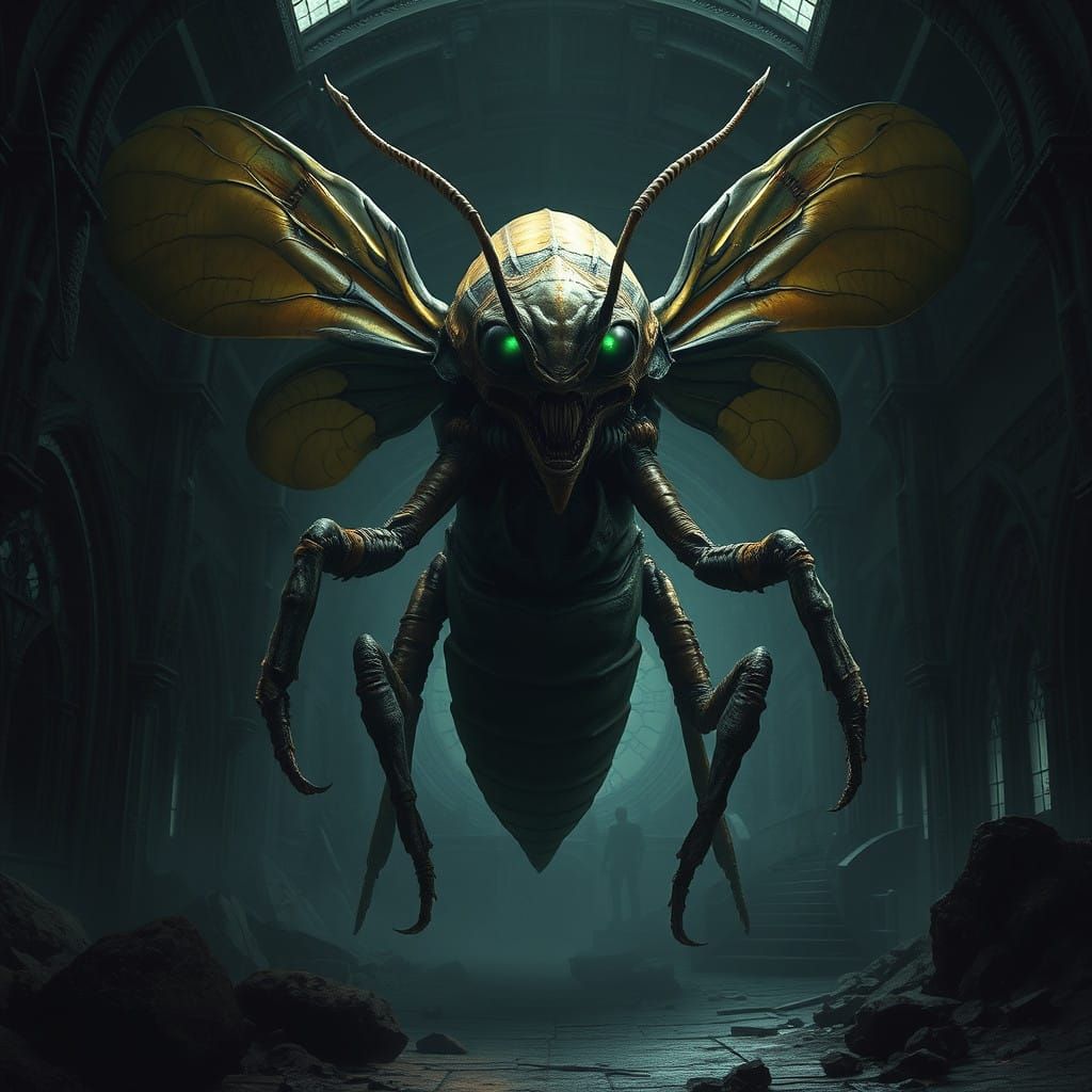 Grotesque Insectoid Alien in Abandoned Hive