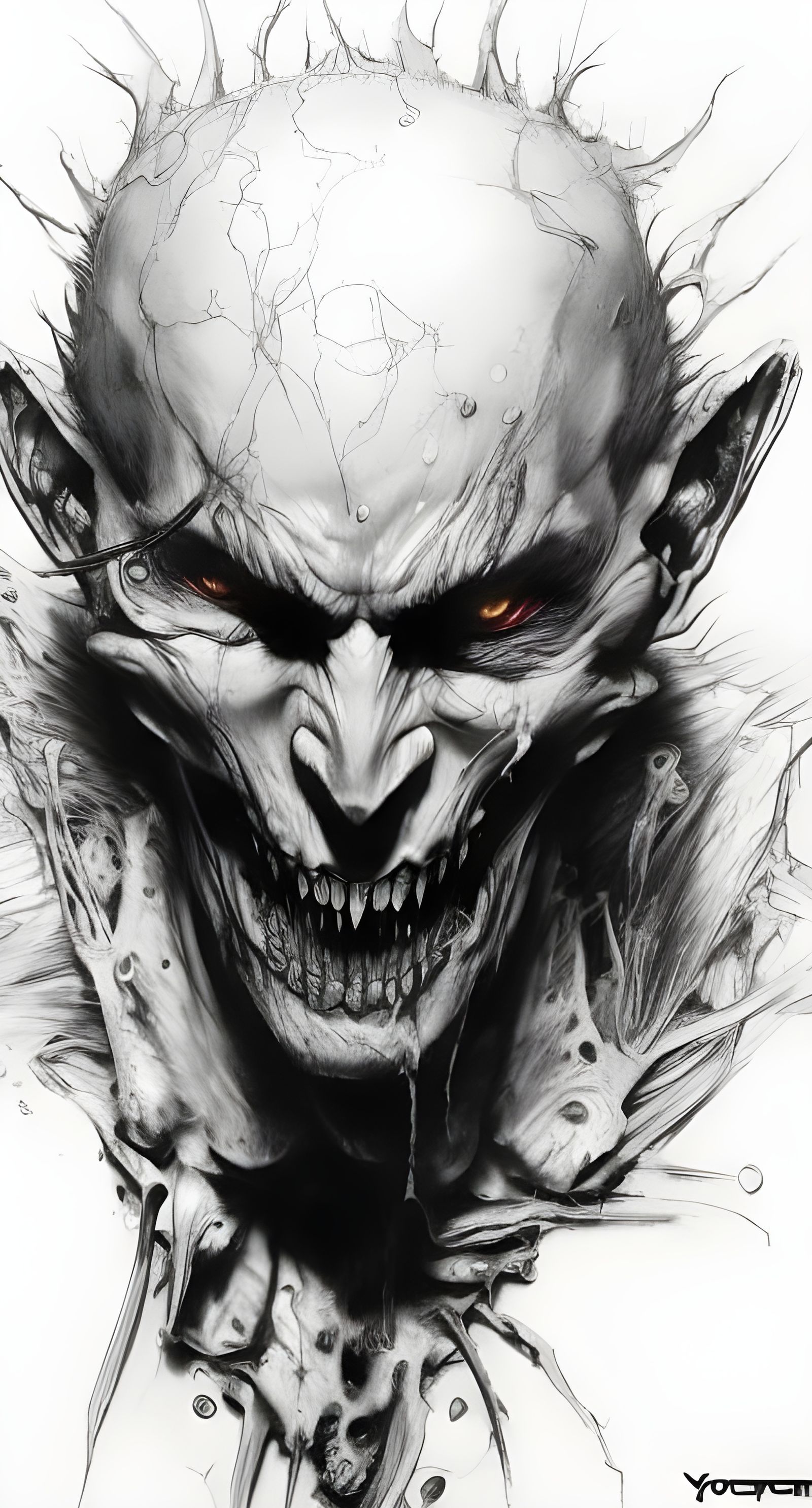 Screaming Vampire in Crayon Drawing Style