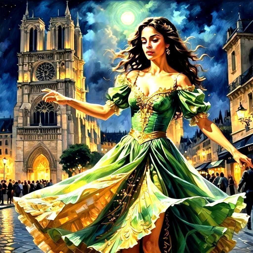 Esmeralda near Notre-Dame de Paris