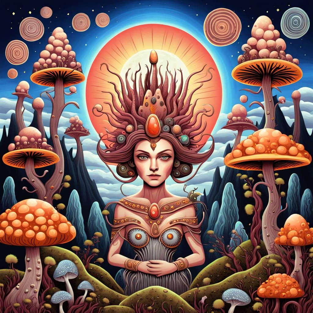 Fantasy Alien Landscape in Dark Surrealist Style