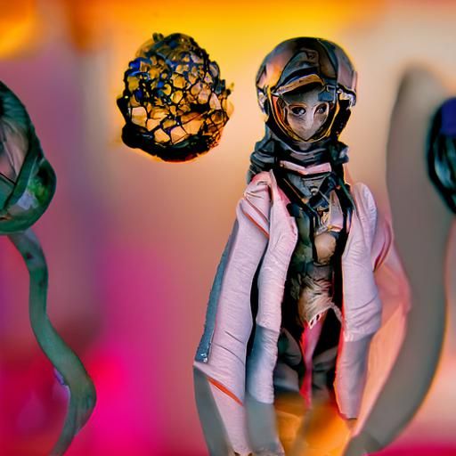 Girl in Bio Scarf: Alien Aesthetic Rendering