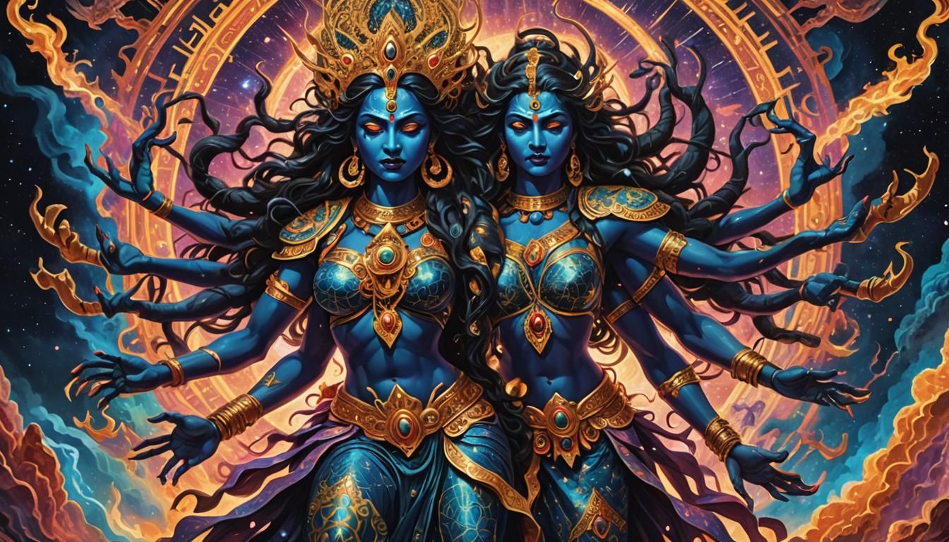 Kali: Holographic Cosmic Goddess Illustration