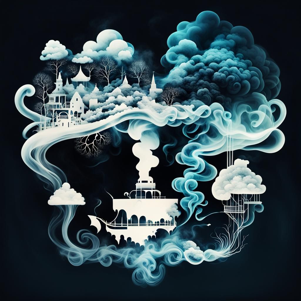 Dreamlike Dragon's Smoke: Surreal Double Exposure Art