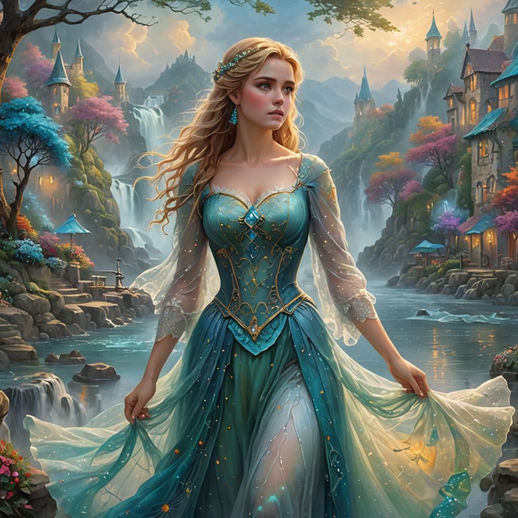 Fairytale Beauty with Turquoise Dress in River