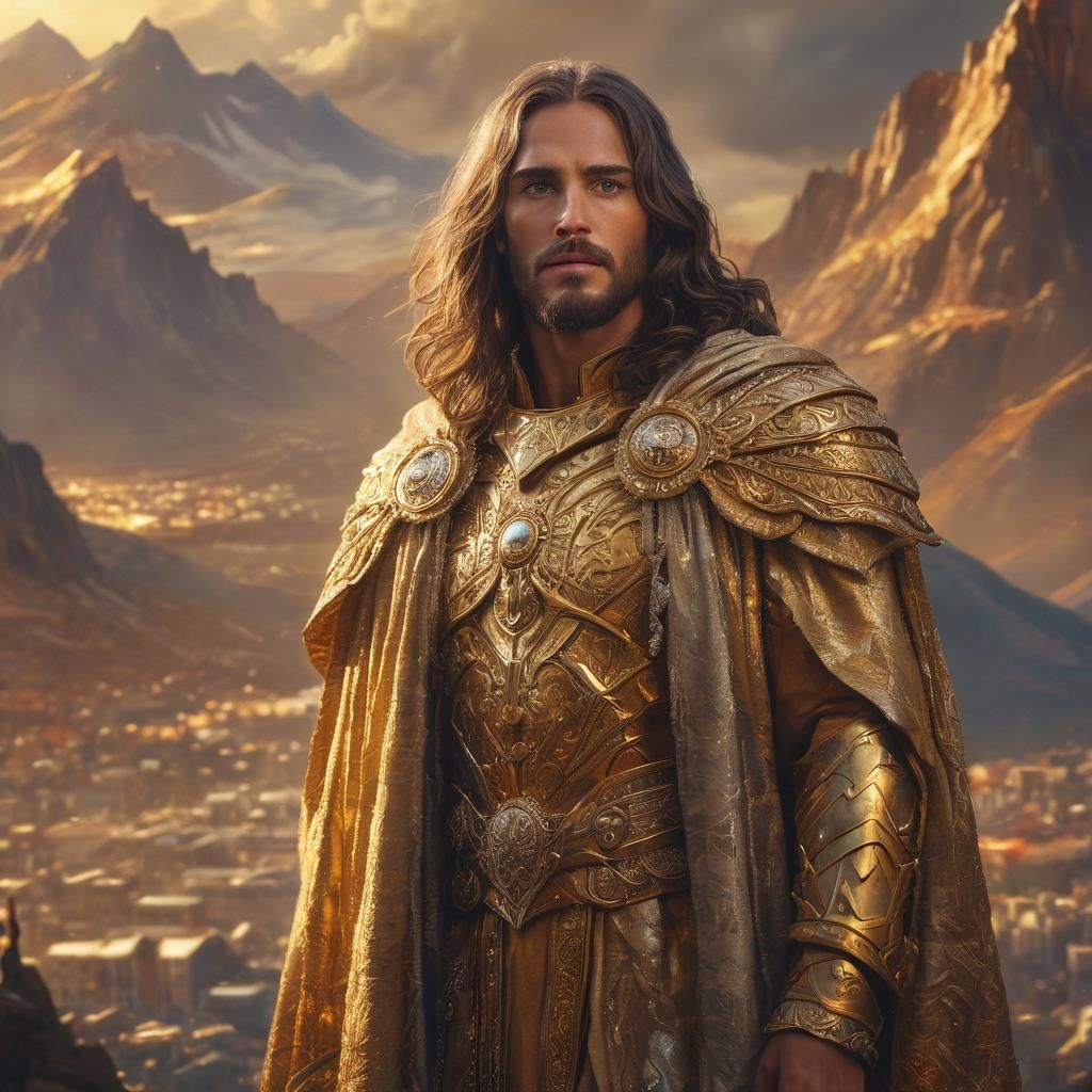 Jesus in Golden Armor, Fantasy Concept Art