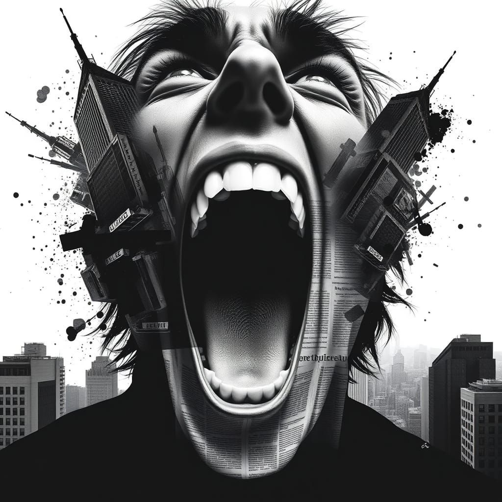 Intense Cityscape Portrait in Black-and-White