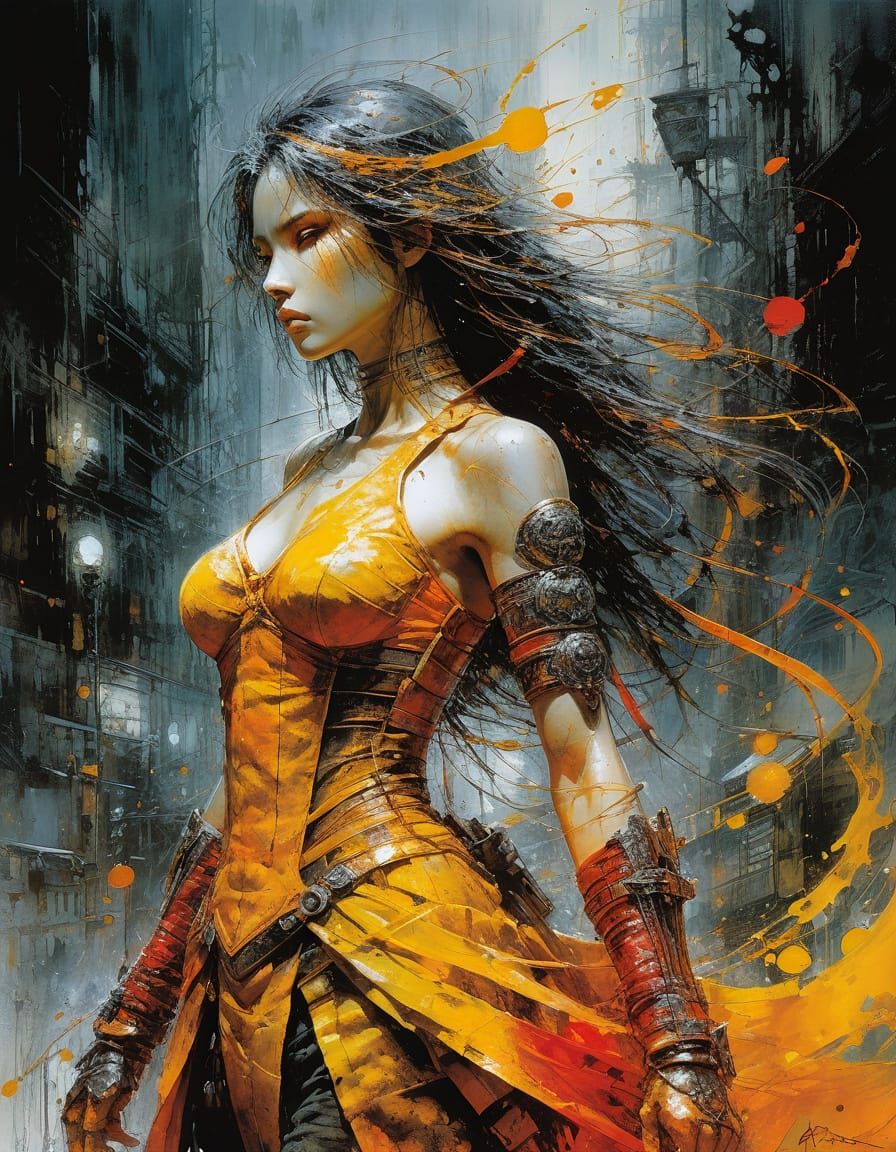 Abstract Art in Complementary Colors with Fine Details