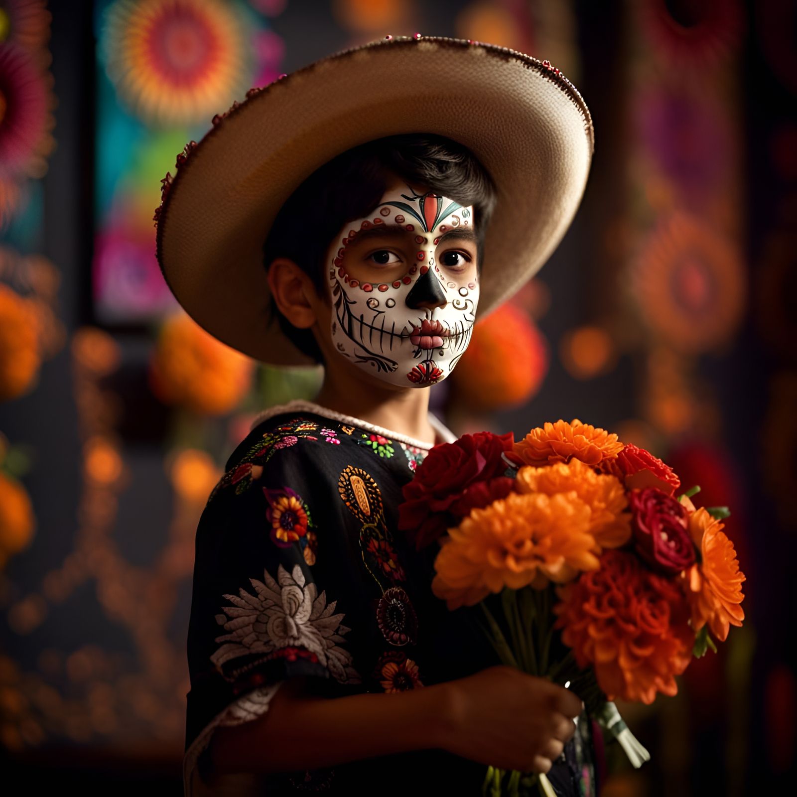 Mexican Boy Celebrates Día de los Muertos