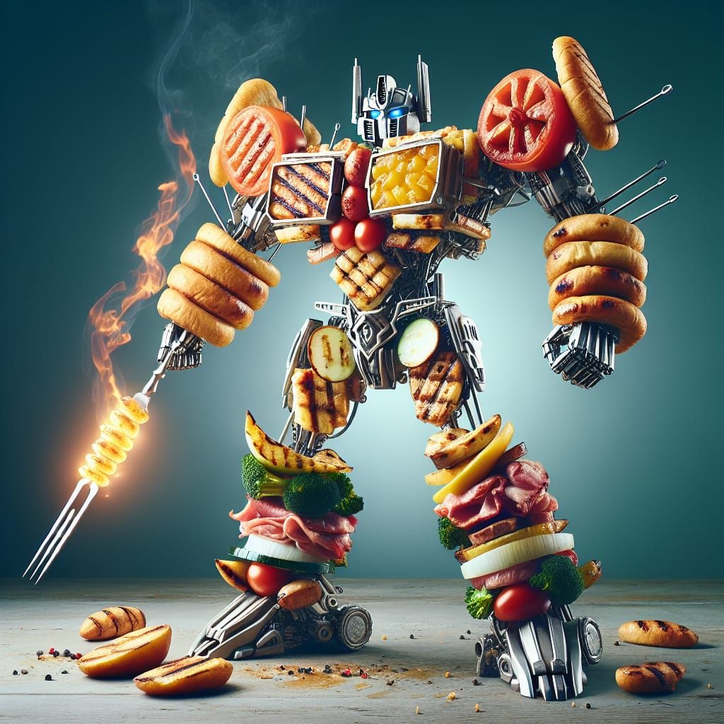 Kebab Transformer Robot: Culinary Grill Warrior