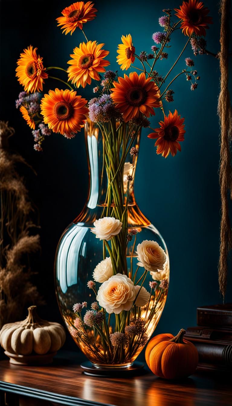 Bohemian Wicca Vase Still Life in Art Nouveau Style