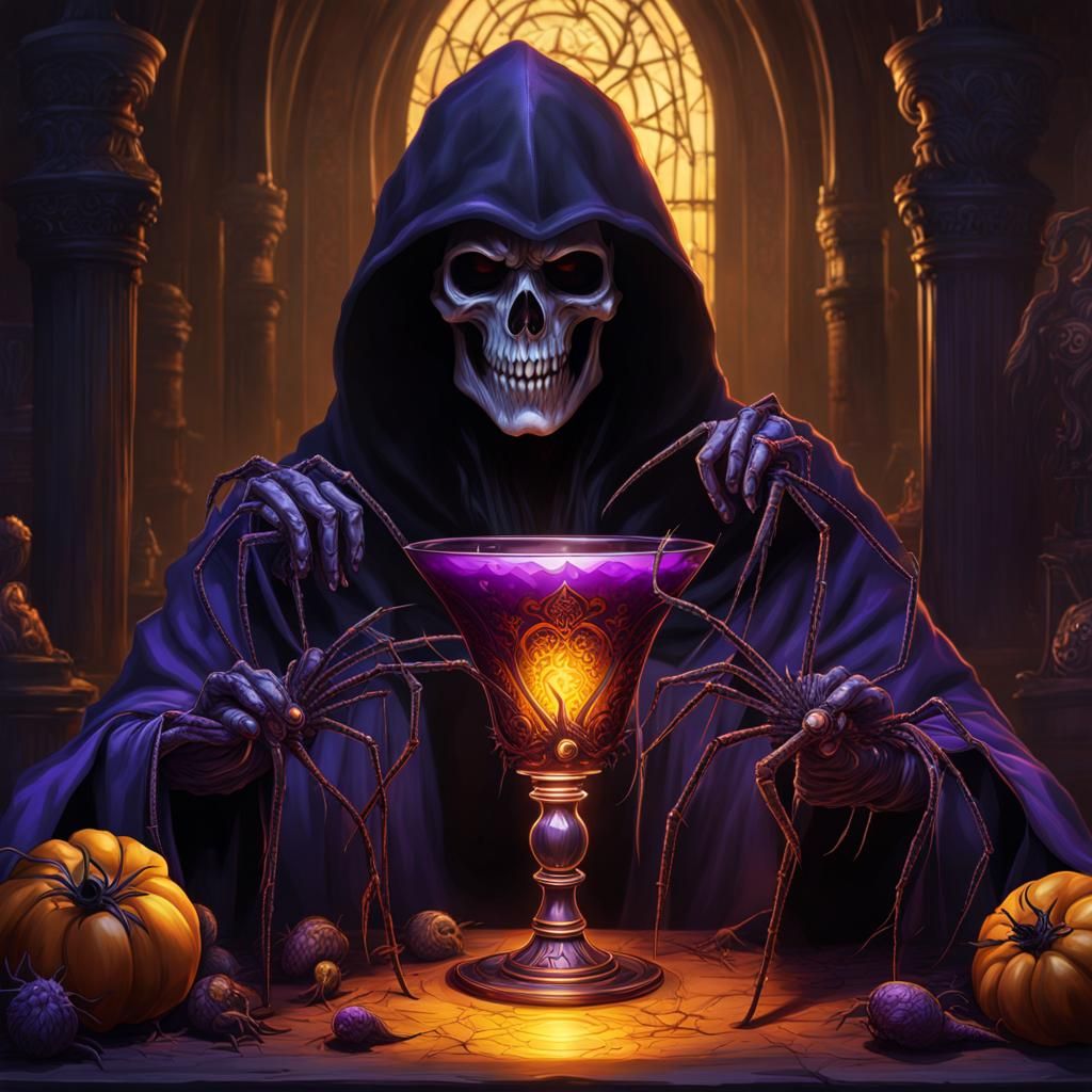 Grim Reaper's Spider Eyes: Dark Fantasy Masterpiece