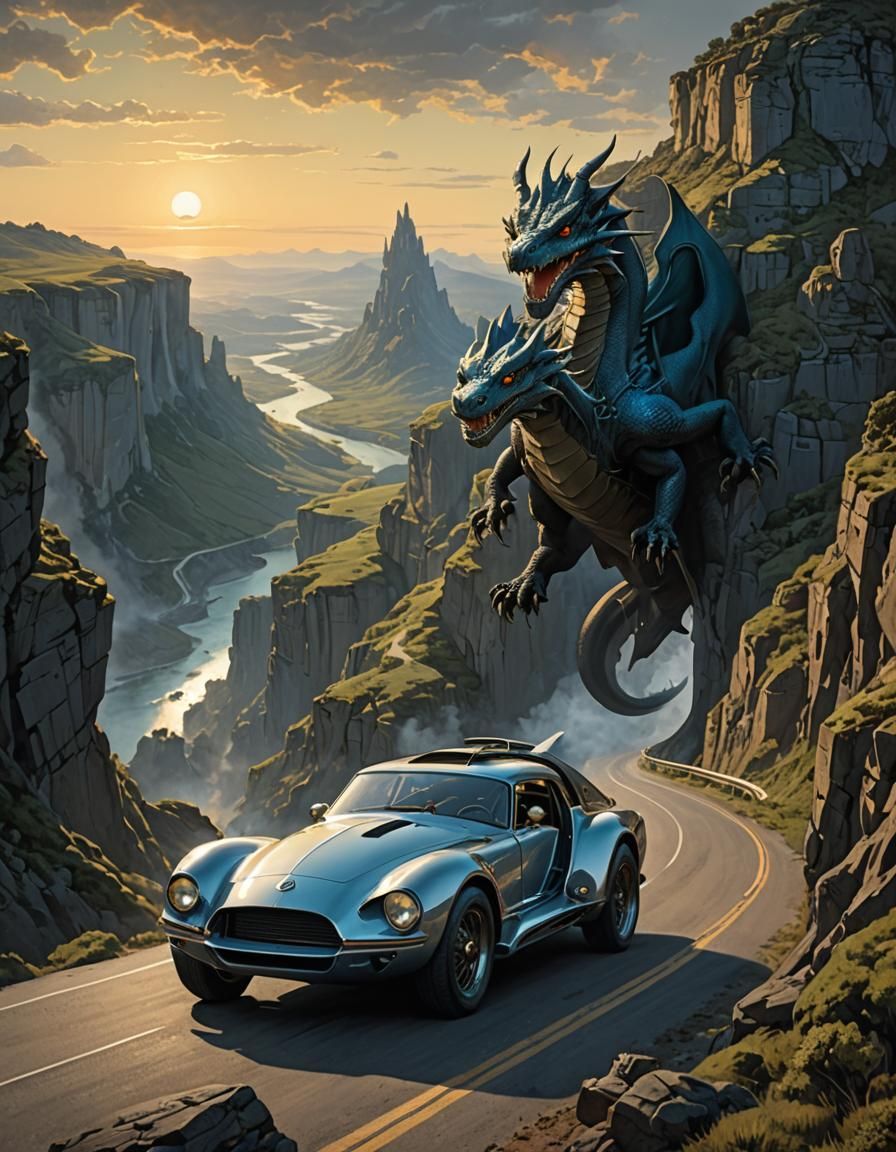 Dragon's Futuristic Road Trip, Engraving Art
