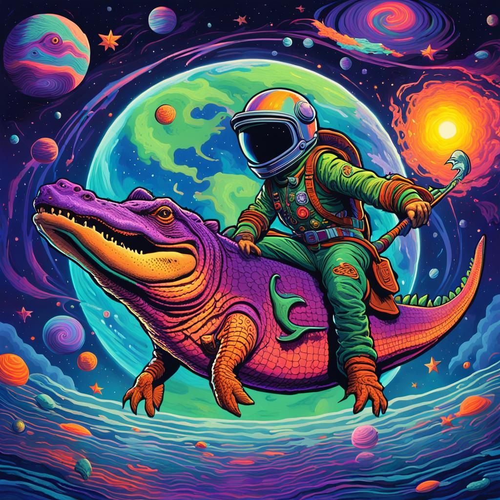 Funky Fish and Space Cowboy Crocodile in Neon