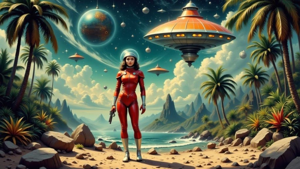 Retro Space Explorer on Jungle Planet