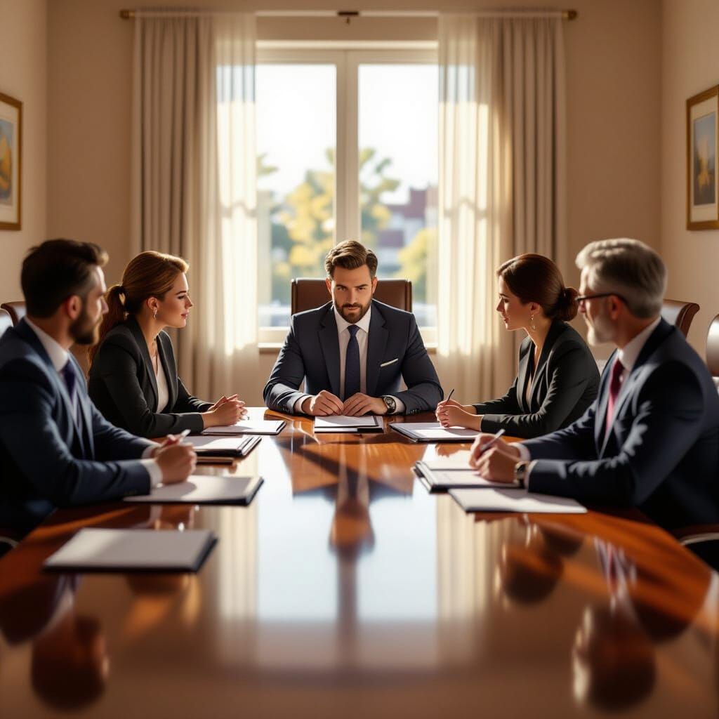 Directors Discussing Hospital Future in Polished Boardroom