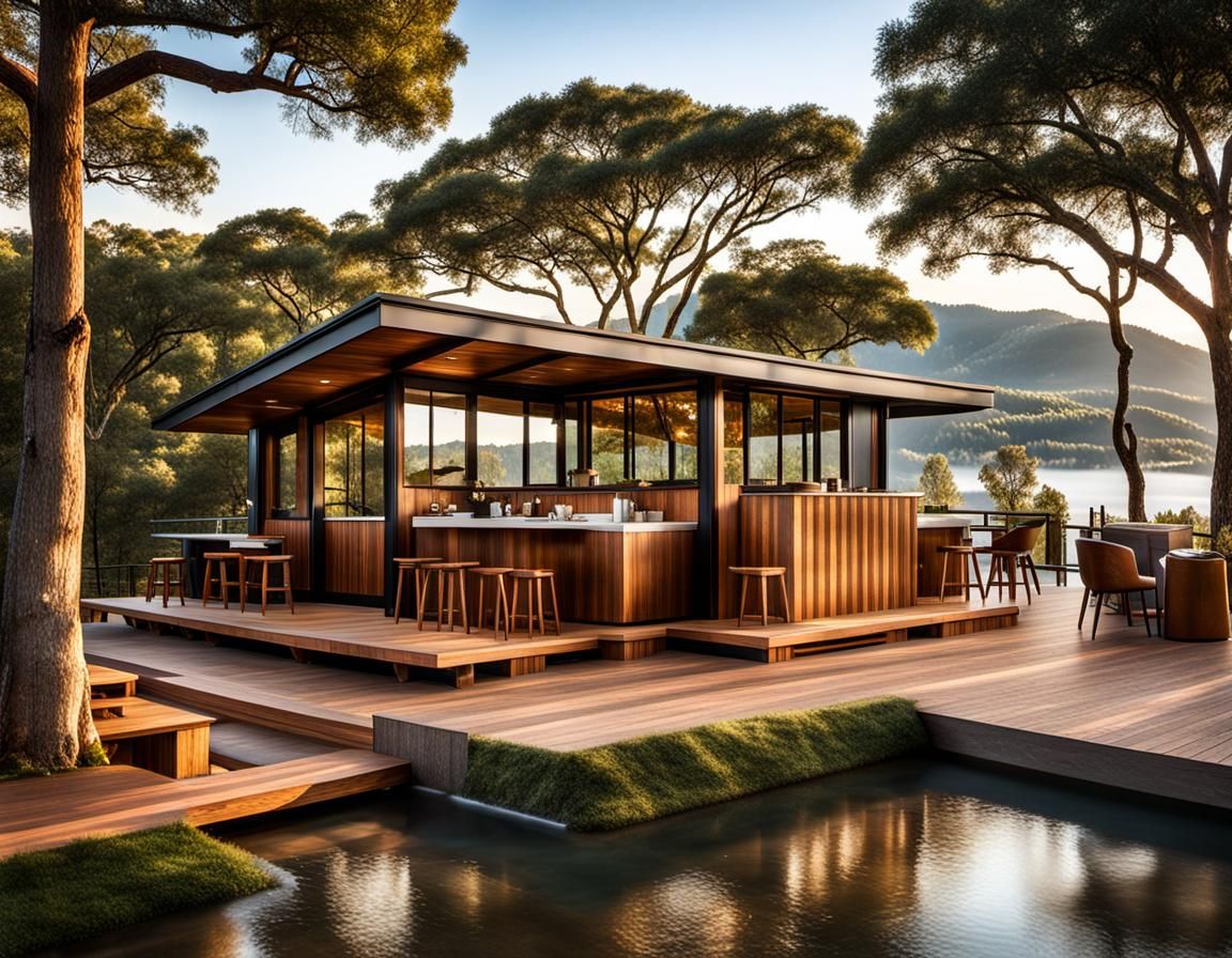 Luxury Cabin with Valley View in Natural Lighting