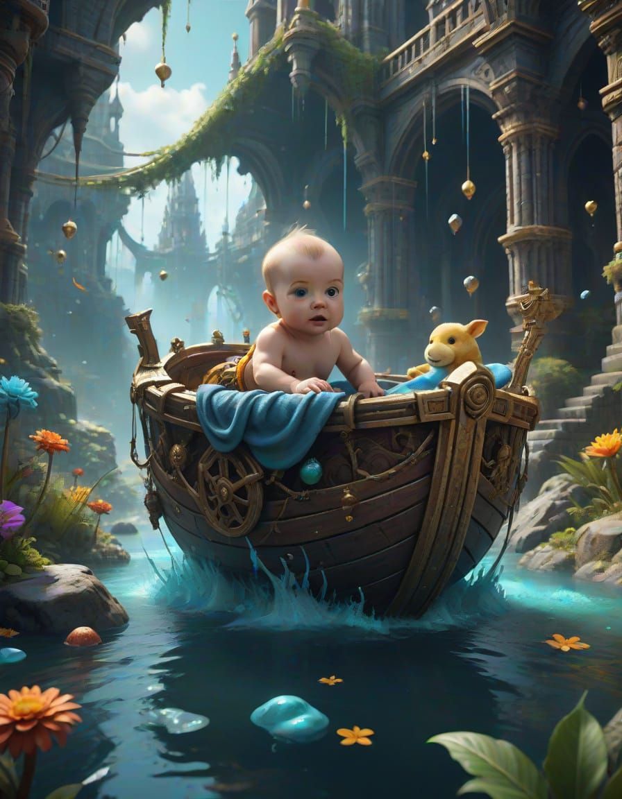Ethereal Baby Wonderland in Vibrant Fantasy