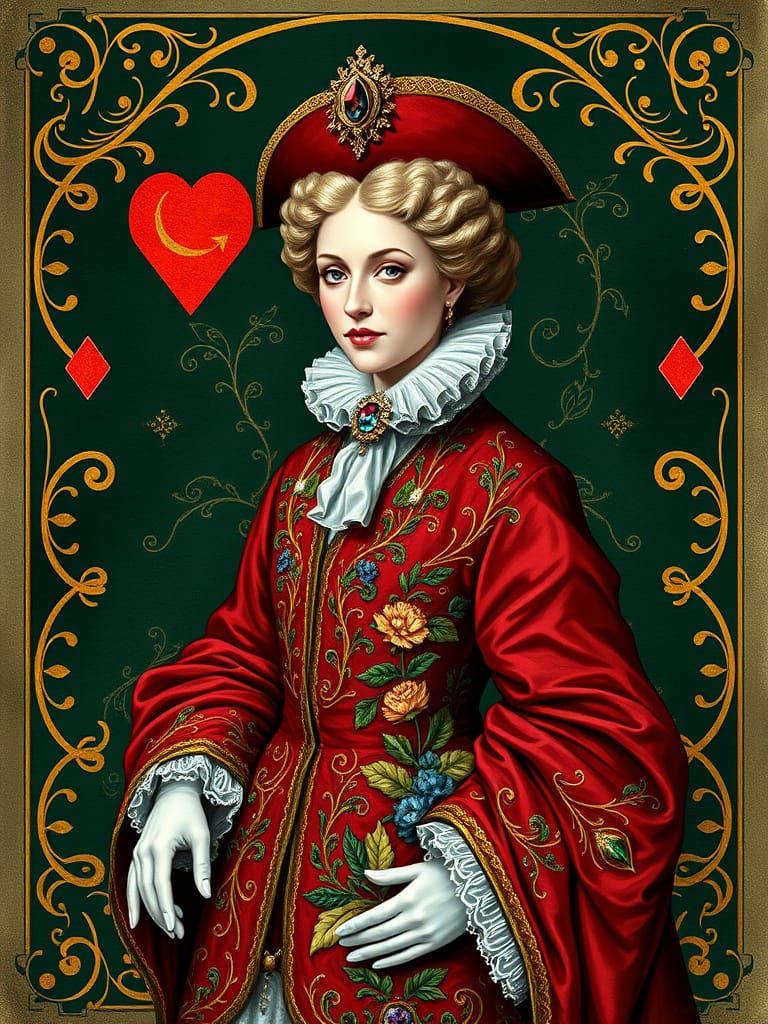 Queen of Diamonds in Expressionist Impasto Style