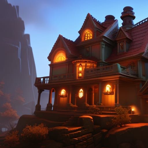 Detailed Matte Painting of Luigi's Mansion